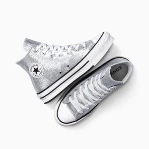 Converse Glittery Silver Sneakers